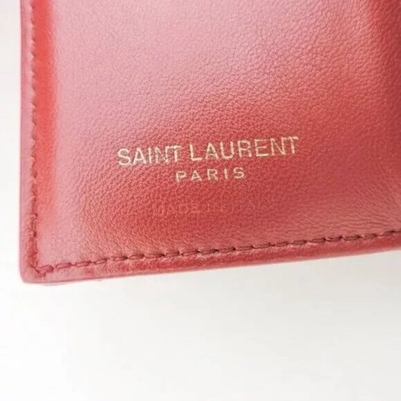 100% Auth SAINT LAURENT PARIS Monogram Tiny Wallet Bordeaux Leather 251-102624 - Picture 7 of 7